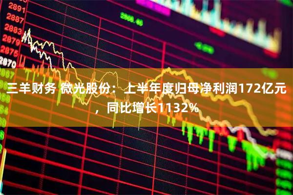 三羊财务 微光股份：上半年度归母净利润172亿元，同比增长1132%